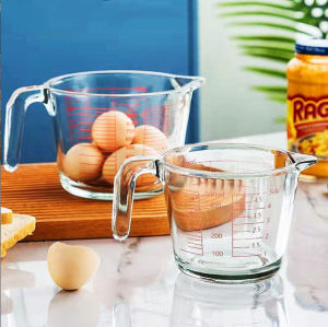 ถ้วยตวง แก้วตวง แก้วตวงชา ทําจากแก้วอย่างหนา แก้วตวงพิมพ์สเกล ขนาด 350ML ทนความร้อนสูง ทนทาน สามารถเข้าไมโครเวฟ