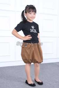 Setelan Rok Cargo Anak Perempuab Bahan Katun Buat Usia 1-10 Tahun Lengan Pendek