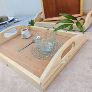 ถาดอาหาร ถาดเสิร์ฟอาหาร สไตล์มินิมอล ถาดไม้สี่เหลี่ยม ถาดมีหูจับ ถาดไม้ราคาถูก  MT DESIGN รุ่น MT056-1