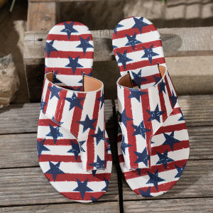 Free Shipping 2026 Summer New Style Wind Flag WomenS Flat Sandals Beach Shoes Large Sizes 36-43