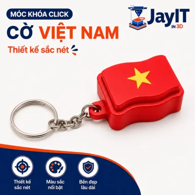 Móc Khóa Click Cờ Việt Nam In 3D PETG Đỏ Sao Vàng – Móc Khóa Độc Đáo Bền Đẹp Quà Tặng Trang Trí