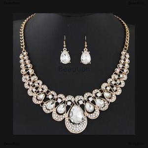 [COD] Beaution Jewelry Set Fashion Metal Sparkle Necklace Earring Set For Woman Party Jewelry Gift