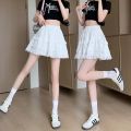 Rok Kue Halus Baru Gaya Korea Rok Pendek Putih Rok A-line Pelangsing Pinggang Tinggi Wanita. 
