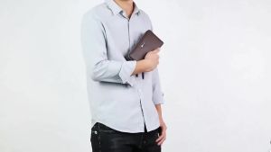 AE Multi-card slot mens clutch bag with double zipper large capacity business clutch bag mens wallet and card holder