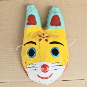 Mặt nạ giấy bồi truyền thống hình  con vật ngộ nghĩnh cho bé chơi trung thu làm đồ decor trang trí .