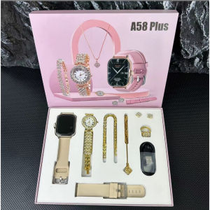 2025 HOCO New Popular Smart Watch Luxury Women’s watch 6 IN 1 Men Health Monitoring Bluetooth Calling Watch Quartz Diamond Jewelry Set For Android IOS  A58智能手表礼盒礼物