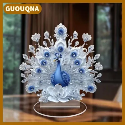 GUOUQNA Decor Peacock Figure Peacock Decor For Office Housewarming Gift Desktop Decor Ornament