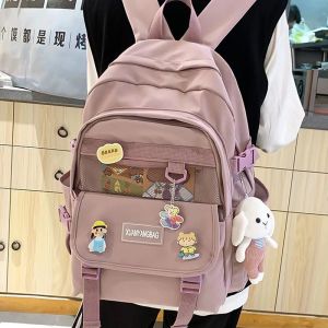 PROMO!!!Tas Anak Terbaru Tas Punggung Nilon Tahan Air Baru Tas Travel Tas Sekolah Untuk Remaja Perempuan Tas Buku Warna Solid Tas Buku Tas Ransel Sekolah Wanita Versi Korea Terbaru Tas Sekolah SD SMP SMA Menengah Populer 2023 Dengan Kapasitas Besar