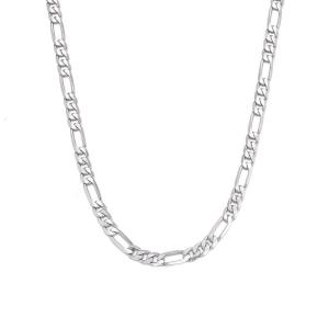 Figaro Link Chain Necklace For Men Smooth Finishes For All Day Wear 16 18 20 22 24 Inch Adjustable Silver