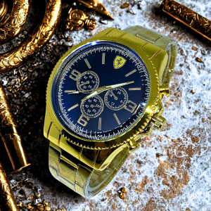 Jam Tangan Pria Analog Stylish Dengan Tampilan Dial Hitam Elegan + Bodi Stainless Steel