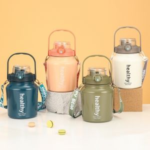 VALUEPULSE ความจุขนาดใหญ่ แก้วเก็บความร้อนสุญญากาศ นержักรส พร้อมที่จับ ถ้วยเก็บความร้อน สร้างสรรค์ สายรัดปรับได้ ถ้วยฟางสำหรับเด็ก กลางแจ้ง