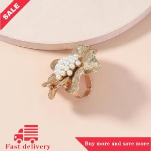 [COD] Pearl Big Flowers Joint Rings For Women Vintage Metal Adjustable Ring Bridal Wedding Party Jewelry Gift