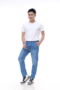 Celana Jeans Panjang Skinny Cowok Slimfit Pensil Distro Biru Hitam Tebal Melar Streatch L BARK STORE
