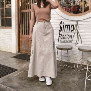 Terlaris - Rok Cargo Skirt Korean style Depan Resleting