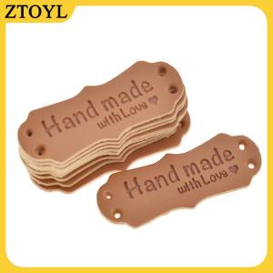 ZTOYL 50 cái thẻ da PU làm thủ công với nhãn tình yêu thẻ dệt kim Tự Làm Thủ Công may vá