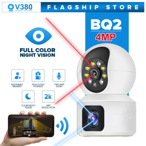 V380 BQ2 Dual Lens  CCTV Camera 4MP HD Wireless Wifi Connect to Cellphone Indoor CCTV With Audio And Speaker 360° Rotation PTZ Security Surveillance Night Vision Dual Lens With Zoom