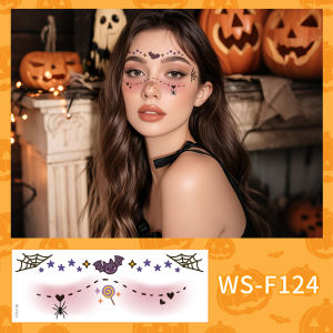 Tattoo Sticker Halloween Makeup Increase Masquerade Holiday Party Tattoo Stickers Economy Reuse Party Quirky万圣节化妆脸部贴纸