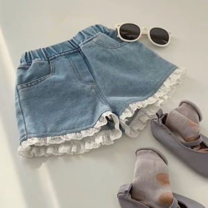 3-12Y Girls Denim Shorts 2026 Summer New Stylish Pant Fashion Childrens Loose Fit Baby Thin Cotton Versatile Blue Short Pants