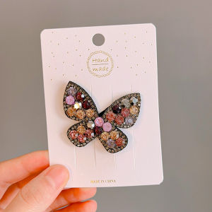 Bright diamond butterfly hair clip forehead side bangs hair clip back of the head hair clip cute temperament hair clip