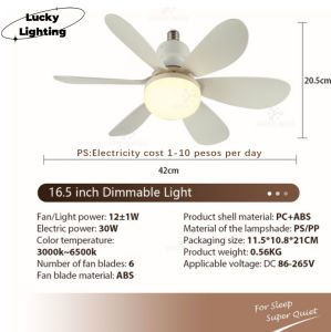 【COD 5Years Warranty】Ceiling Fan With LED Light With Remote Control 6 Blades 86V-265V 30W 3Color Ceiling Light With Fan 2in1 Exhaust 16“ 20” Ceiling Fan With Light For Living Room Bedroom Dining Room Corridor At Night COD