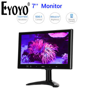 Eyoyo จอภาพขนาดเล็ก LCD ขนาด7นิ้ว140 ° สำหรับความปลอดภัยในรถยนต์สำนักงานบ้าน HDMI VGA พร้อมรีโมทคอนโทรล