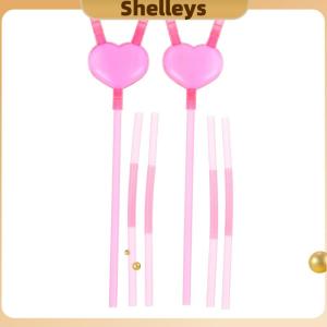 [Shelleys] หลอดดูดรูปหัวใจแบบคู่หลอดดูดแบบยืดหยุ่นไม่เหมือนใครอุปกรณ์เสริมสำหรับบาร์