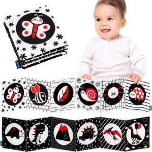 ZEEMIN Black and White Animal Cloth Books Sensory Cloth Book High Contrast Baby Toys 0 12 Months Newborn Crib Toys Montessori Baby Book