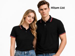 Hitam List - Kaos Kerah List Polos Hitam / Kaos Kerah Polos List Lengan Pendek Premium / Kaos Kerah List Lengan Pendek warna Hitam List