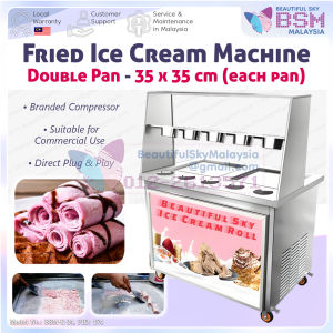 Double Fried Ice Cream Roll Machine Aiskrim Goreng Dua Dapur Mesin Ais Krim Gulung Icecream Rolled Maker Thai Rolls Yogurt Commercial