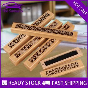 Samurry ✨Hot Sale✨ 1 Piece Traditional Chinese Type Wood Handmade Carving Censer Box Retro Home Office Wooden Incense Holder Incense Burner