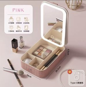 2024 LED Light Foldable Makeup Mirror Travel Compact Portable Storage Cosmetic Jewellery Box | 3 Colours Lighting