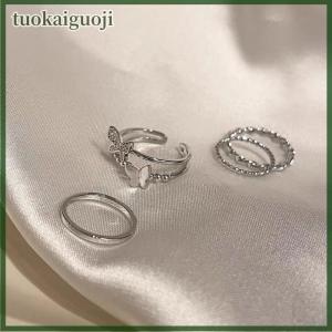 tuokaiguoji แหวนพังก์โลหะรูปผีเสื้อแหวนนิ้วชี้ปรับความเย็นเครื่องประดับแฟชั่นข้อนิ้วสำหรับผู้หญิงเครื่องประดับวัยรุ่นเครื่องประดับของขวัญ
