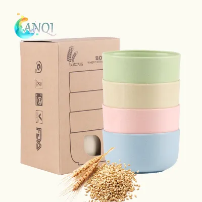 ANQI SHOP Mangkuk Kecil/Mangkok Wheat Straw/Mangkuk Makan Bowl Set 4pcs warna warni /VS-9
