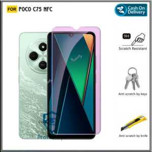 Tempered Glass Blue Light POCO C75 NFC F6 5G M6 Pro 4G X5 5G Anti Gores Kaca Anti Radiasi UV Blue Ray Screen Protector