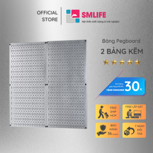 Bộ 2 Bảng treo dụng cụ Pegboard kim loại SMLIFE 80×40cm – Mạ Kẽm - Lưu trữ dụng cụ trực quan dễ tìm kiếm