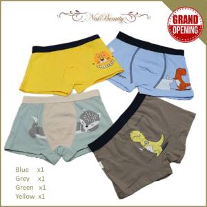 READY STOCK Underwear boy cotton 4pcs SET Seluar Dalam Kanak Kanak kids underwear panties School panties BOY Dino Cartoon Boxer Korean Design儿童内裤