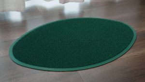 GUMMITEX Feather Oval Round Floor Mat Door Mat Home Hotel House Front Main Door Welcome Carpet Floor Mat Bathroom Shower Toilet Anti Slip Waterproof Large Long Soft Natural Grass Feather Textured Grey Red Blue Green Rubber Bath Mat