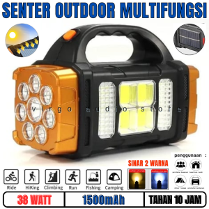 Hurry Bolt Hb-1678 Senter Led 7 Mata Depan Belakang Plus Cob & Emergency 2 Warna Cahaya Kuning & Putih | Senter Super Terang Jarak Jauh + Cob 4 Mode Emergency Usb Recharge Anti Air Dan Panel Surya Multifungsi Flashlight Outdoor Camping - Vas