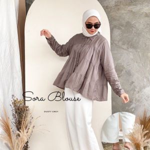 Tunik Rayon Wanita Jumbo Terbaru Atasan Blouse Ruffle Polos Busui Sora Batch 5 Baju Wanita Kekinian