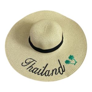 หมวกเที่ยวทะเล “Hello Thailand” หมวกฟางปีกกว้าง 213