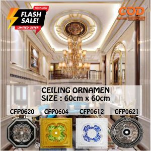 PROMO COD ORNAMEN LAMPU PLAFON PVC PANEL Minimalis / Ornamen Plafon PVC 60 x 60 cm Lampu Plafon Gypsum PVC TERMURAH