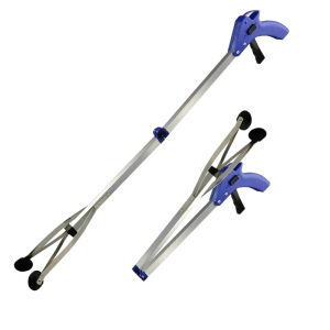 Folding Household Garbage Picker Alloy Trash Grabber Waste Leaves Pick Cleaning Up Clip Garden Tool 81cm