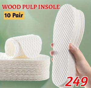 10Pair/Pack Disposable Insoles Breathable Deodorant Wood Pulp Insoles Light Weight Soft Comfort Shoe Pads Daily Wear