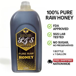 Mindanao’s Finest LJs Honeybee Premium Pure Raw Honey - Natural Flavor Large Serve 1 Gallon Plastic Bottle