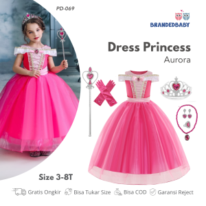 [Brandedbaby] 3T-8T Dress Princess Anak Aurora Costume Cosplay Kostum Ulang Tahun Putri Tidur Long Dress