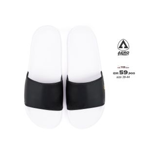 Aerostreet 39-44 Axel Putih Hitam - Sandal Selop Pria Wanita BABAA