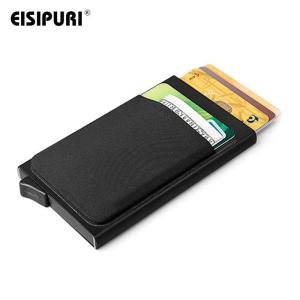 Men Aluminum Wallet With Back Pocket ID Card Holder RFID Blocking Mini Slim Metal Automatic Pop up Credit Card Coin Purse