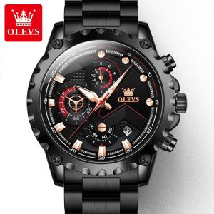 OLEVS 2873 Luxury Sports Quartz Watch Men Waterproof 3 Time Analog Clock Man Casual Wristwatches