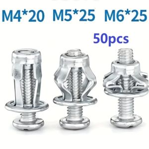 50pcs Metal Screw Petal Nuts M4/M5/M6 Petal Rivet Lock Nuts With Screw Iron Skin Nuts