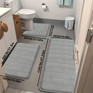 นุ่มนวลและละเอียดอ่อน เสื่อห้องน้ำ ผ้าเช็ดพื้น กํามะหยี่คริสตัล ทนต่อการสึกหรอ ทําความสะอาด ชุดสูทสามชิ้น แผ่นกันลื่นในห้องน้ำ พรมปูพื้นกํามะหยี่ปะการัง ดูดซับน้ำ ไม่ใช่เรื่องง่ายที่จะผมร่วง ขนปุย